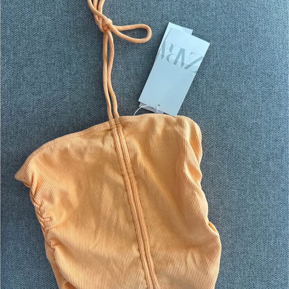 Zara Apricot Ribbed Top